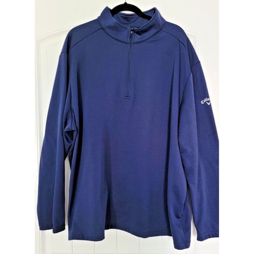 Mens Callaway Golf Pullover Size XXL PGA Blue Fleece Lined Long Sleeve